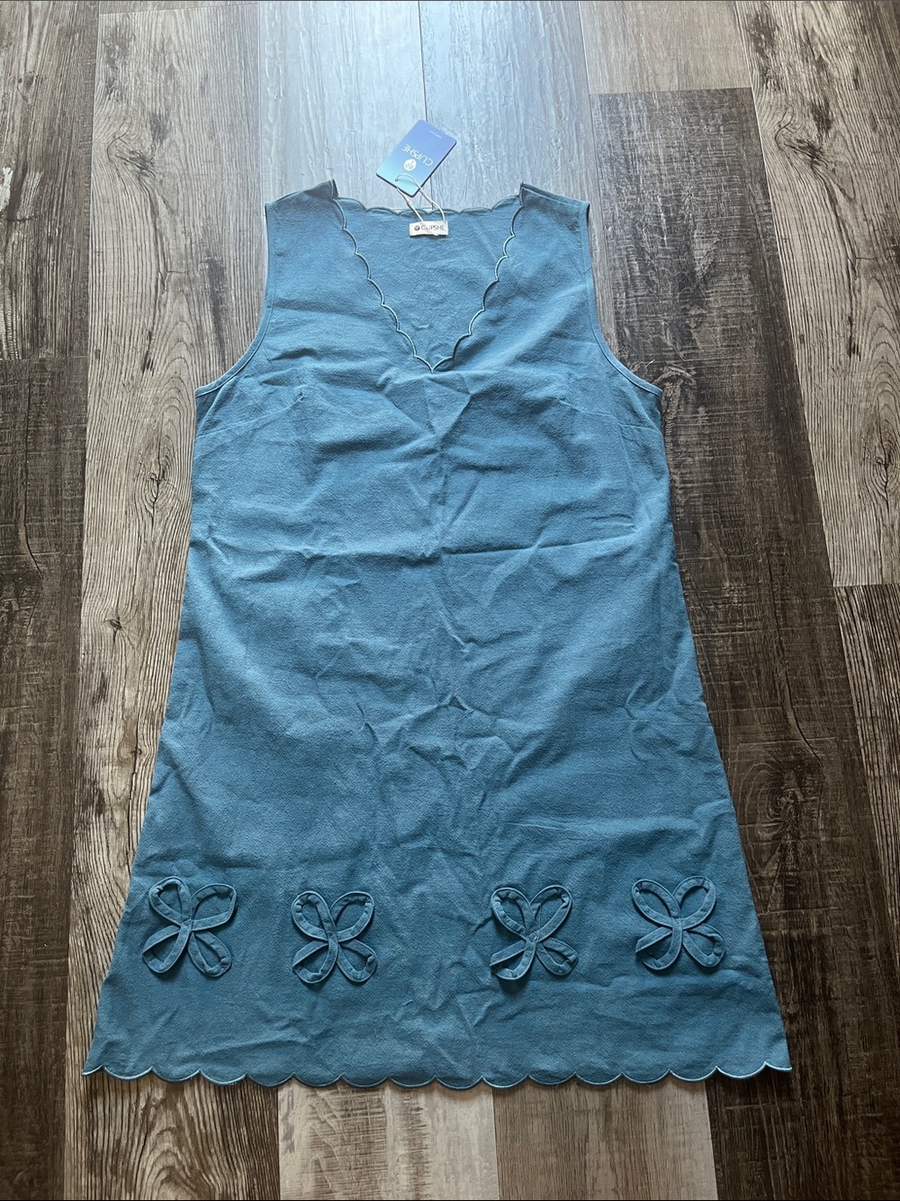 Cupshe Blue Scalloped V-Neck Mini Dress